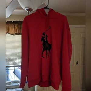 🆕 Polo Ralph Lauren red women’s hoodie Size Medium
